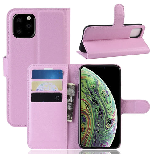 Litchi Skin Wallet Leather Stand Case for iPhone 11 Pro 5.8 inch (2019) - Pink - 1