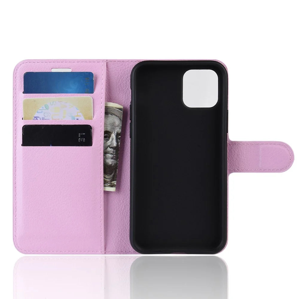 Litchi Skin Wallet Leather Stand Case for iPhone 11 Pro 5.8 inch (2019) - Pink - 3