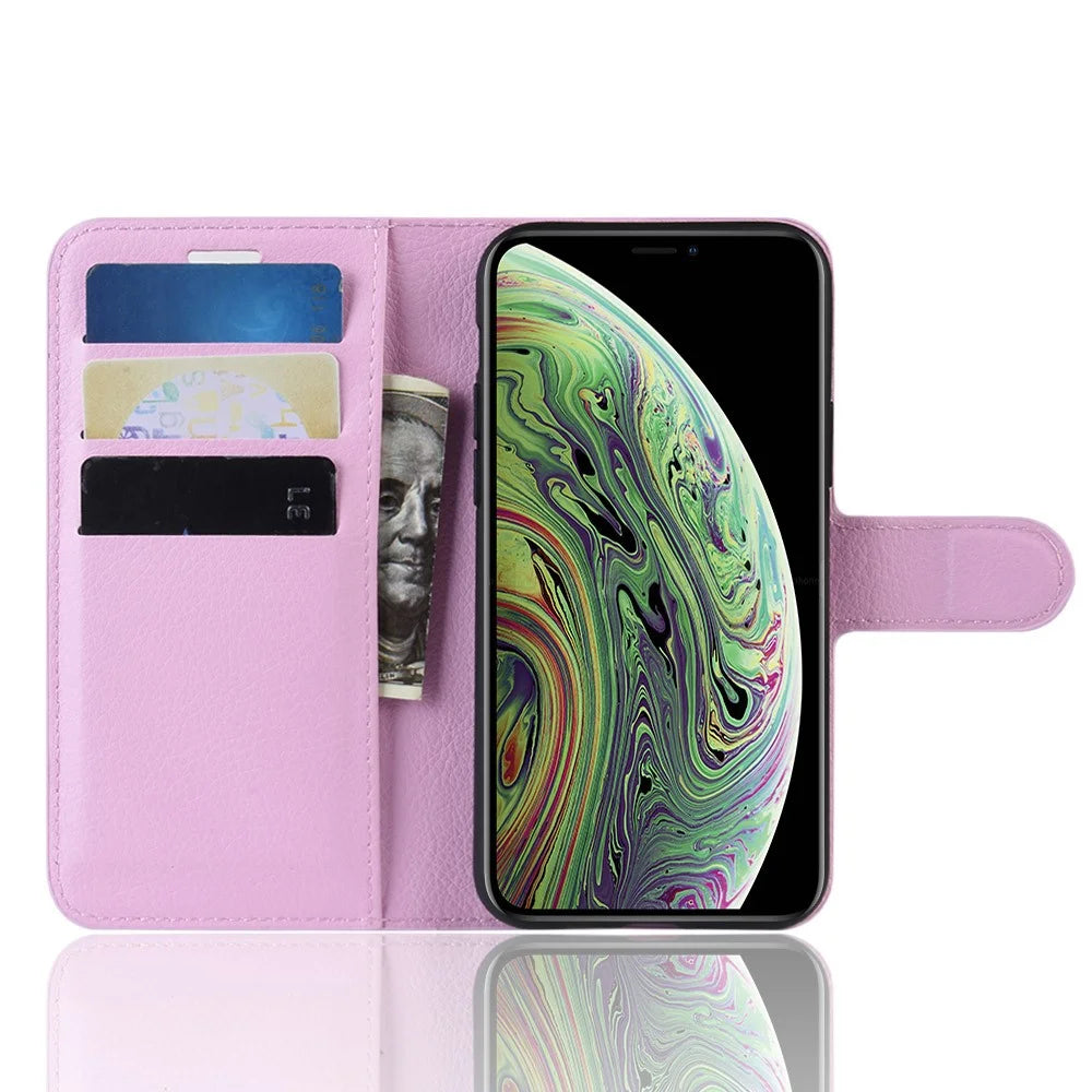 Litchi Skin Wallet Leather Stand Case for iPhone 11 Pro 5.8 inch (2019) - Pink - 4