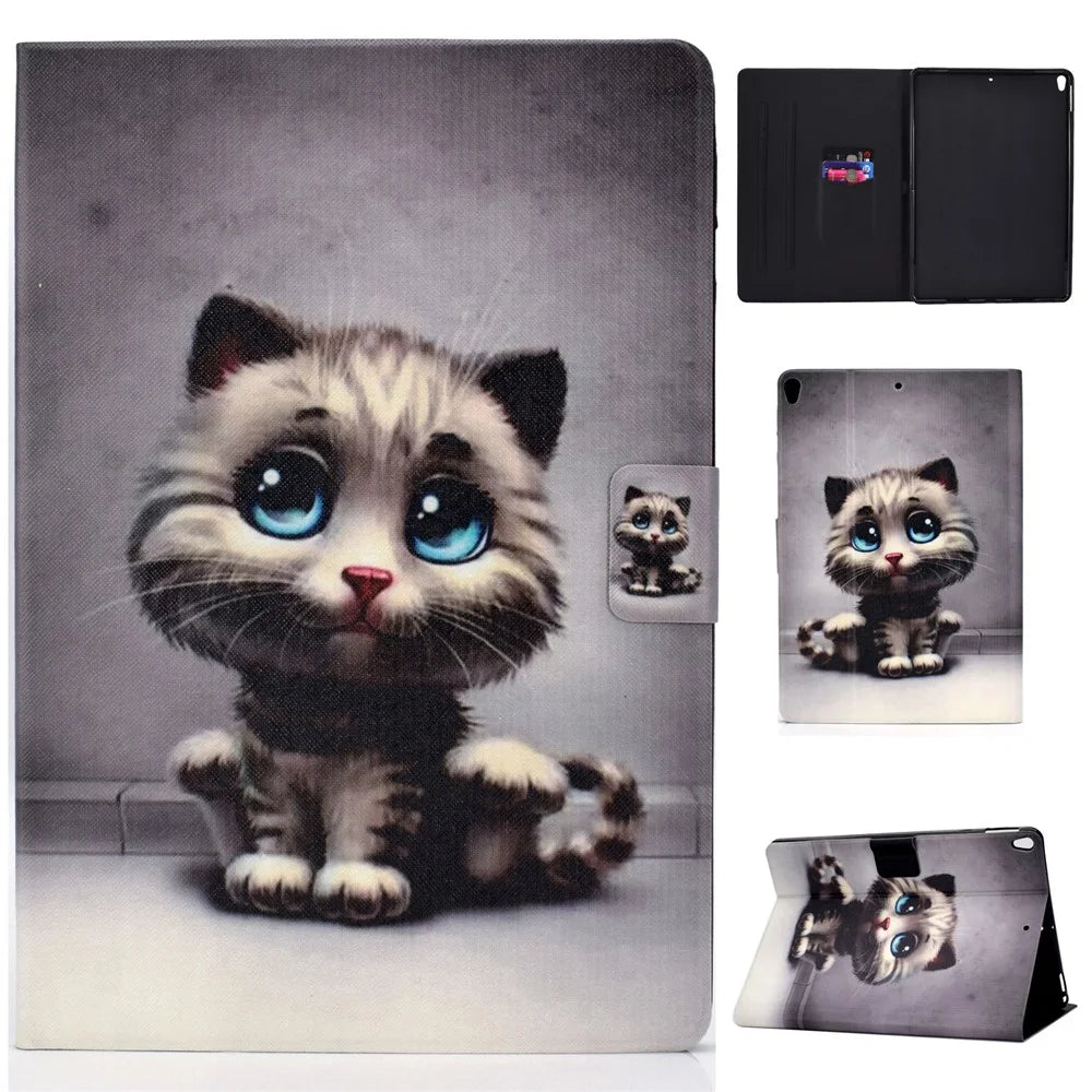 Pattern Printing PU Leather Card Slot Stand Tablet Shell for iPad Pro 10.5-inch (2017) / Air 10.5 inch (2019) - Cat with Blue Eyes - 1