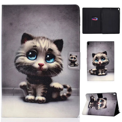Pattern Printing PU Leather Card Slot Stand Tablet Shell for iPad Pro 10.5-inch (2017) / Air 10.5 inch (2019) - Cat with Blue Eyes - 1