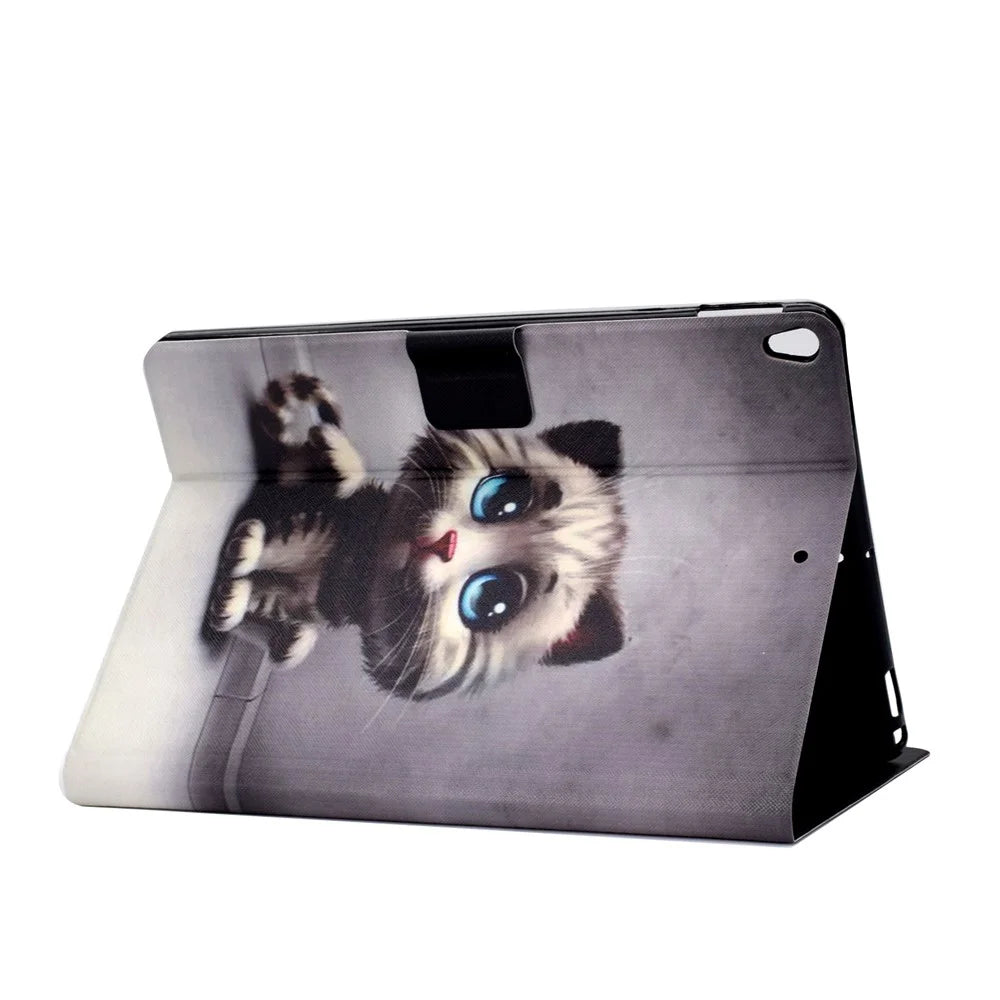 Pattern Printing PU Leather Card Slot Stand Tablet Shell for iPad Pro 10.5-inch (2017) / Air 10.5 inch (2019) - Cat with Blue Eyes - 4