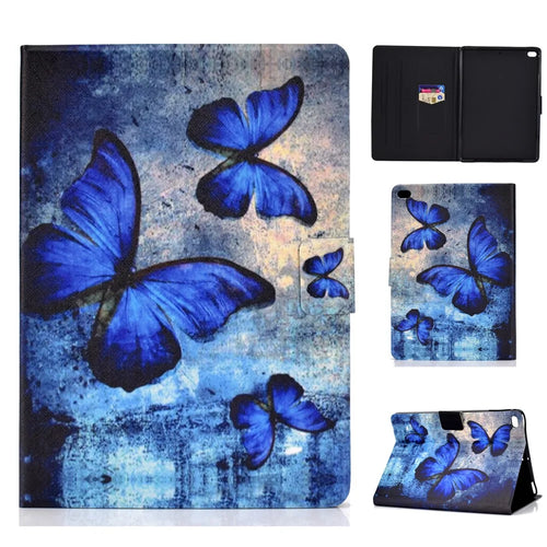 Anti-dropping Pattern Printing PU Leather Stand Tablet Casing for iPad 9.7-inch (2018) - Blue Butterflies - 1