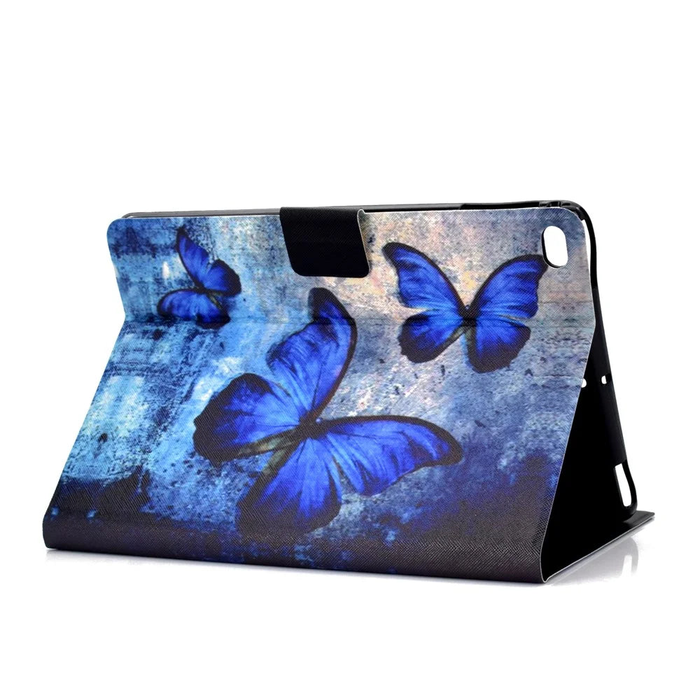 Anti-dropping Pattern Printing PU Leather Stand Tablet Casing for iPad 9.7-inch (2018) - Blue Butterflies - 4