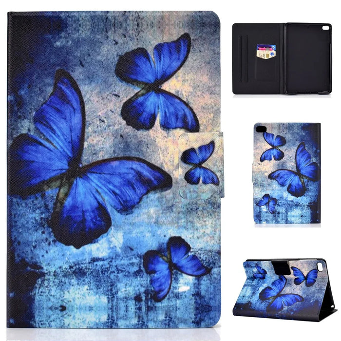 Shock-proof Pattern Printing Card Slot Stand PU Leather Tablet Cover for iPad Mini / Mini 2 / Mini 3 / Mini 4 / mini (2019) 7.9 inch - Blue Butterflies - 1