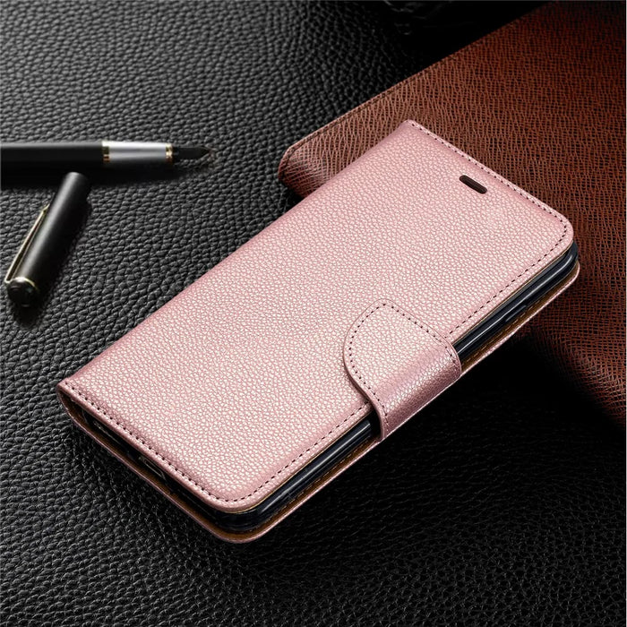 Litchi Skin Leather Wallet Case for iPhone 8 Plus / 7 Plus - Rose Gold - 7