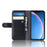 For iPhone 11 Phone Cases Genuine Split Leather Wallet Mobile Cover Stand - Black - 5