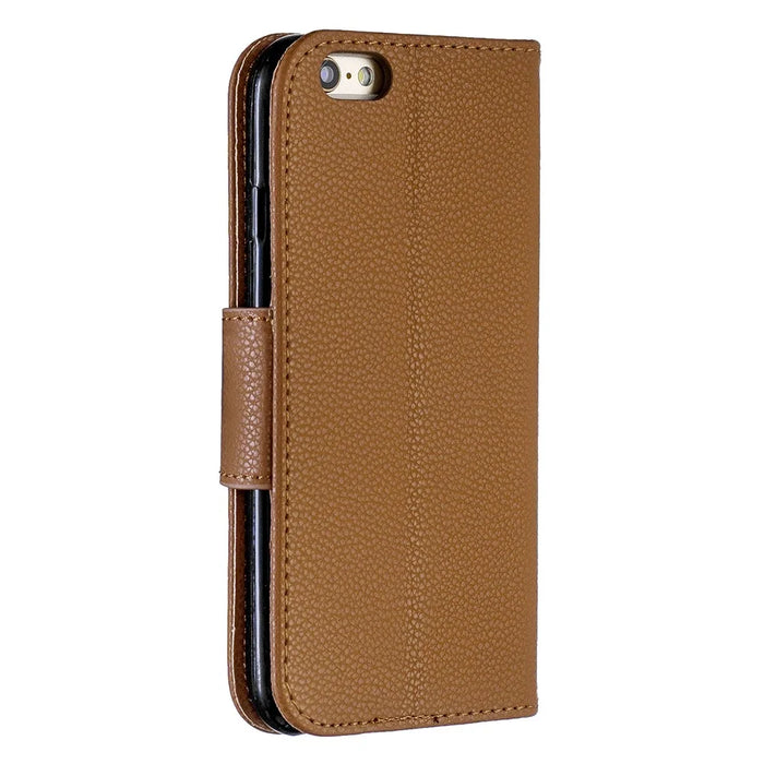 Litchi Texture Leather Wallet Stand Case for iPhone 6/6S - Brown - 3