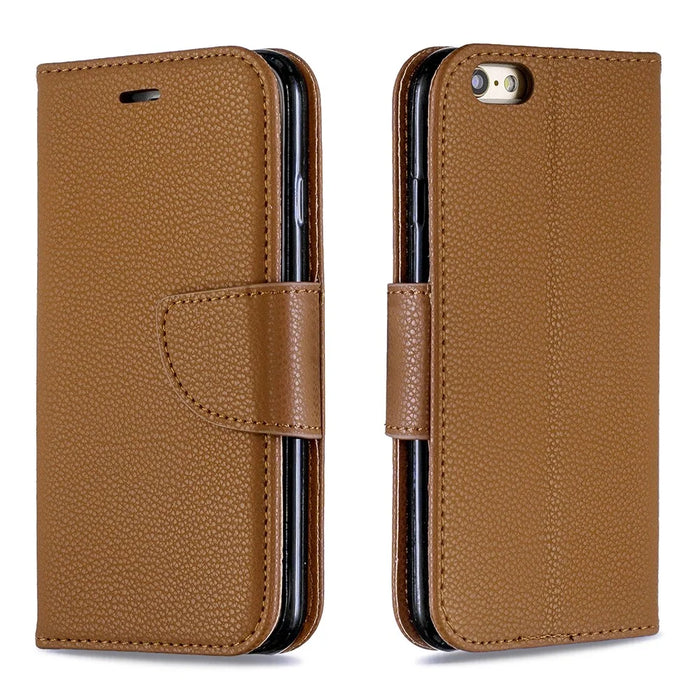 Litchi Texture Leather Wallet Stand Case for iPhone 6/6S - Brown - 4
