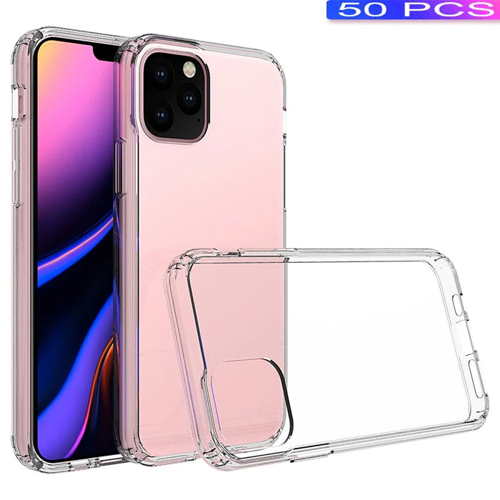 50Pcs/Pack Clear Acrylic + TPU Hybrid Back Case for iPhone 11 Pro 5.8 inch (2019)- Transparent - 1