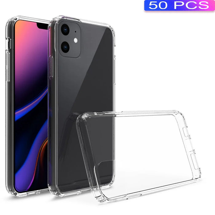 50Pcs/Pack Clear Acrylic + TPU Hybrid Phone Shell for iPhone 11 Pro Max 6.5 inch (2019) - Transparent - 1