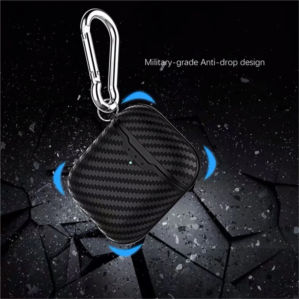 Carbon Fiber TPU Protective Case for Apple AirPods with Wireless Charging Case (2019) - Red - 3