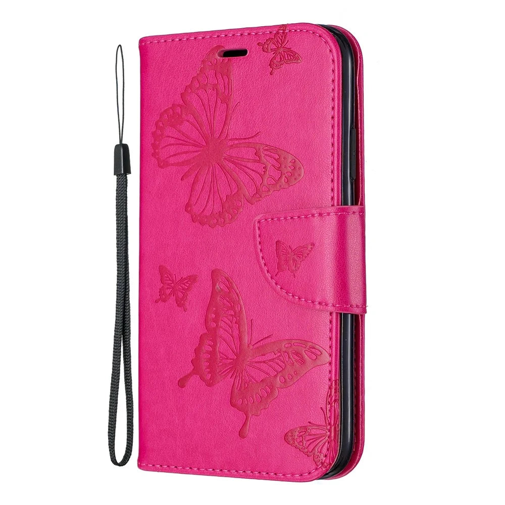 Imprint Butterfly Leather Wallet Phone Casing for iPhone 11 6.1 inch (2019) - Rose - 2