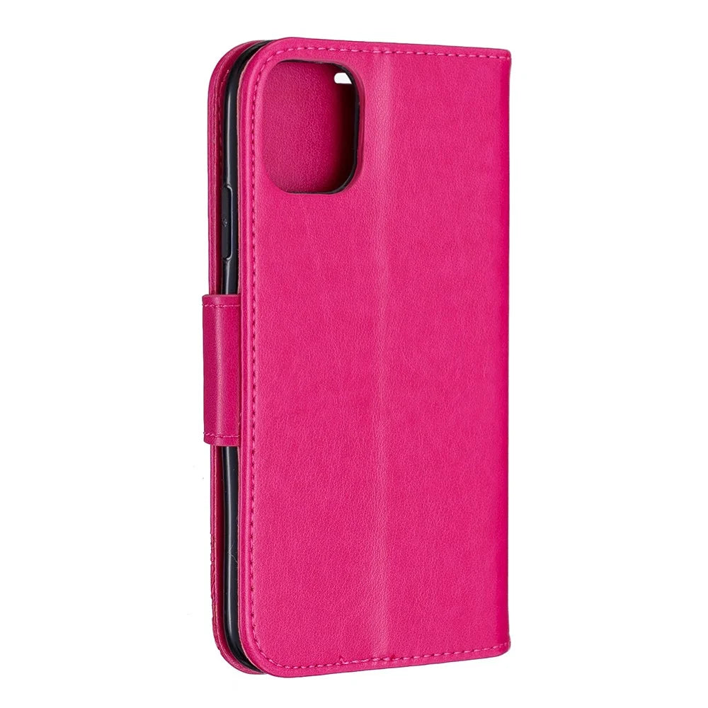 Imprint Butterfly Leather Wallet Phone Casing for iPhone 11 6.1 inch (2019) - Rose - 3
