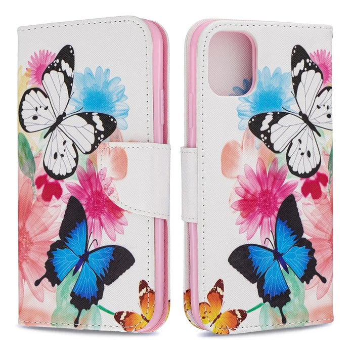 Printing Style Leather Wallet Phone Covering Case for iPhone 11 6.1 inch (2019) - Vivid Butterflies - 4