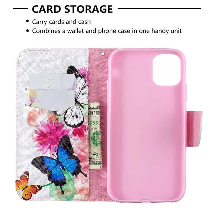 Printing Style Leather Wallet Phone Covering Case for iPhone 11 6.1 inch (2019) - Vivid Butterflies - 6