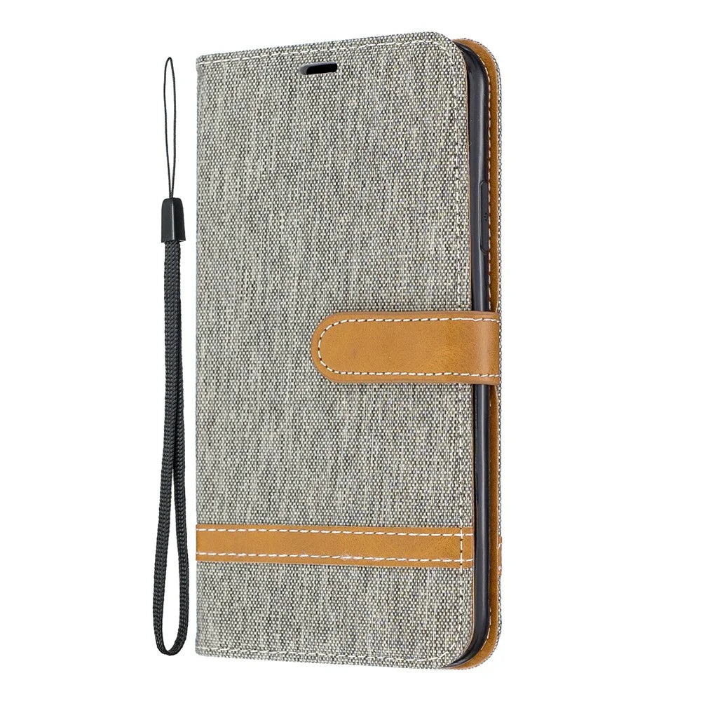 Jeans Cloth Wallet Stand Leather Cell Phone Shell for iPhone 11 Pro Max 6.5 inch (2019) - Grey - 2