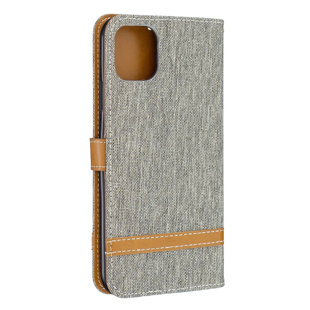 Jeans Cloth Wallet Stand Leather Cell Phone Shell for iPhone 11 Pro Max 6.5 inch (2019) - Grey - 3