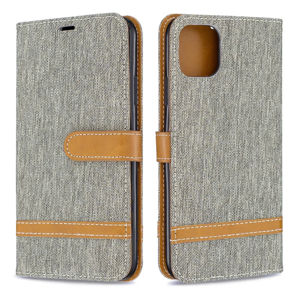 Jeans Cloth Wallet Stand Leather Cell Phone Shell for iPhone 11 Pro Max 6.5 inch (2019) - Grey - 4