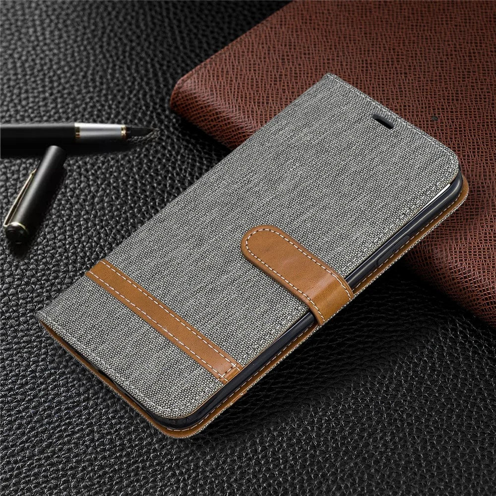 Jeans Cloth Wallet Stand Leather Cell Phone Shell for iPhone 11 Pro Max 6.5 inch (2019) - Grey - 7