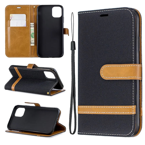 Jean Cloth PU Leather Phone Cover for iPhone 11 6.1 inch (2019) - Black - 1