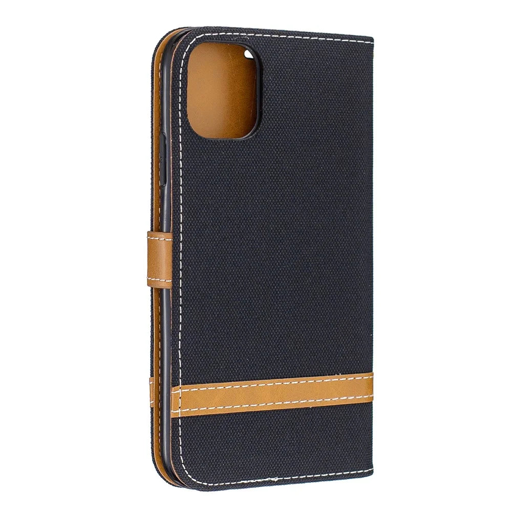 Jean Cloth PU Leather Phone Cover for iPhone 11 6.1 inch (2019) - Black - 3