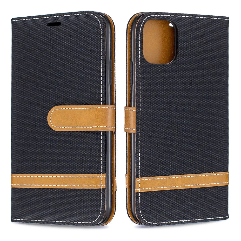 Jean Cloth PU Leather Phone Cover for iPhone 11 6.1 inch (2019) - Black - 4