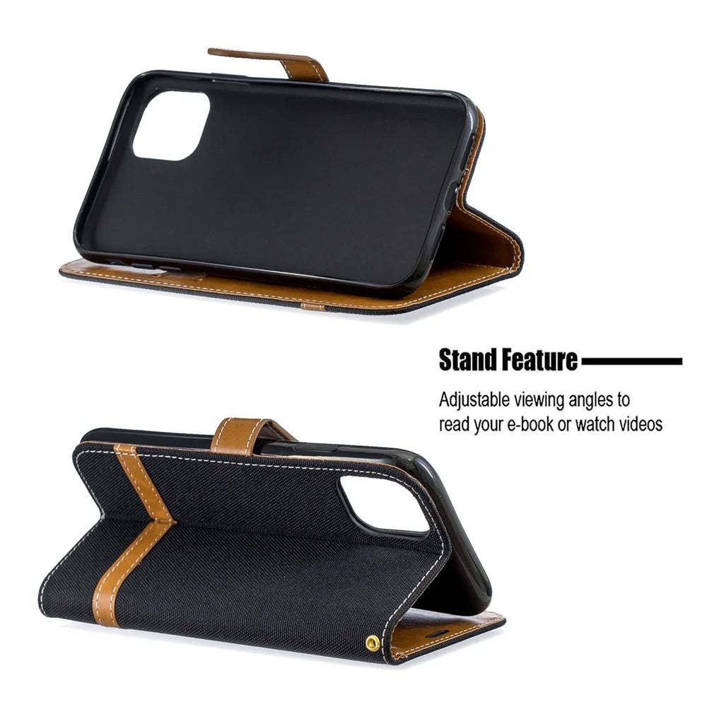 Jean Cloth PU Leather Phone Cover for iPhone 11 6.1 inch (2019) - Black - 5
