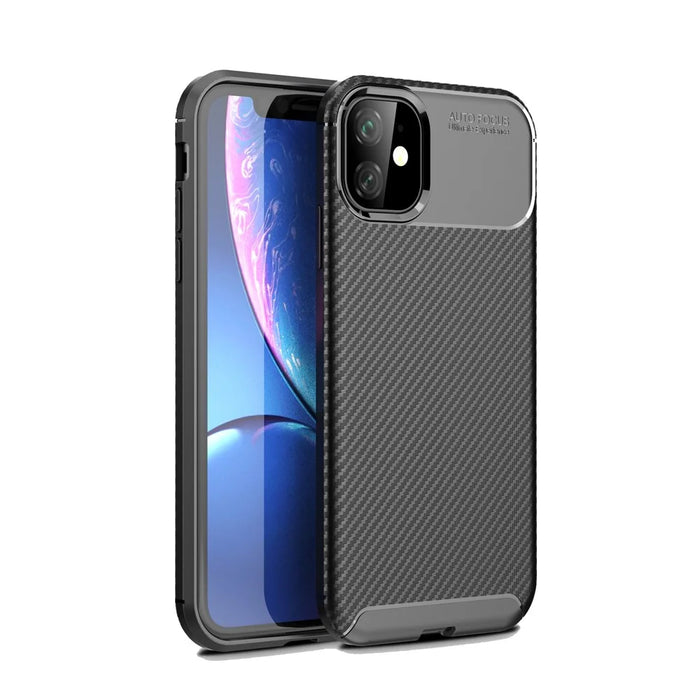 Carbon Fiber Texture Drop-proof TPU Phone Case for iPhone 11 6.1 inch (2019) - Black - 1