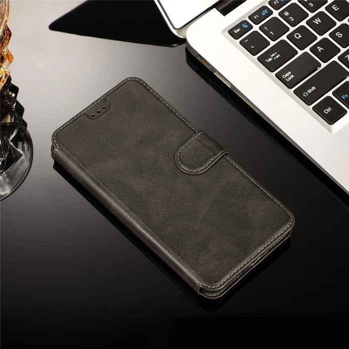 PU Leather + TPU Wallet Style Protection Phone Stand Shell Case for iPhone XS Max 6.5 inch - Black - 1