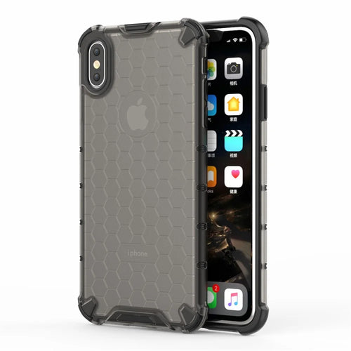 Honeycomb Shock Absorber TPU + PC Hybrid Back Mobile Shell Cover for iPhone XS Max 6.5 inch - Black - 1