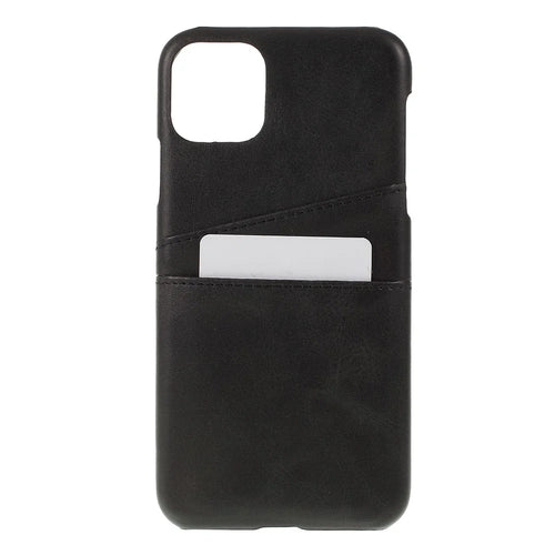 Double Card Slots PU Leather Coated PC Phone Shell for iPhone 11 Pro Max 6.5 inch (2019) - Black - 1