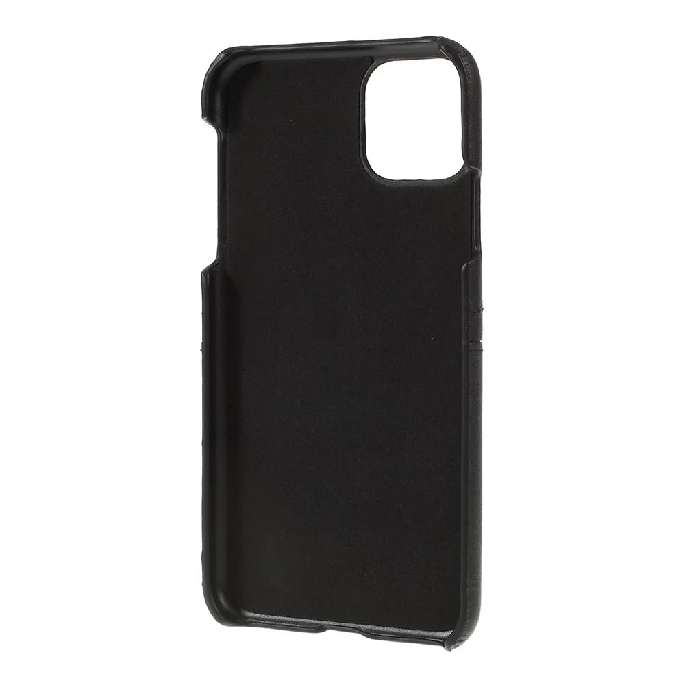 Double Card Slots PU Leather Coated PC Phone Shell for iPhone 11 Pro Max 6.5 inch (2019) - Black - 3