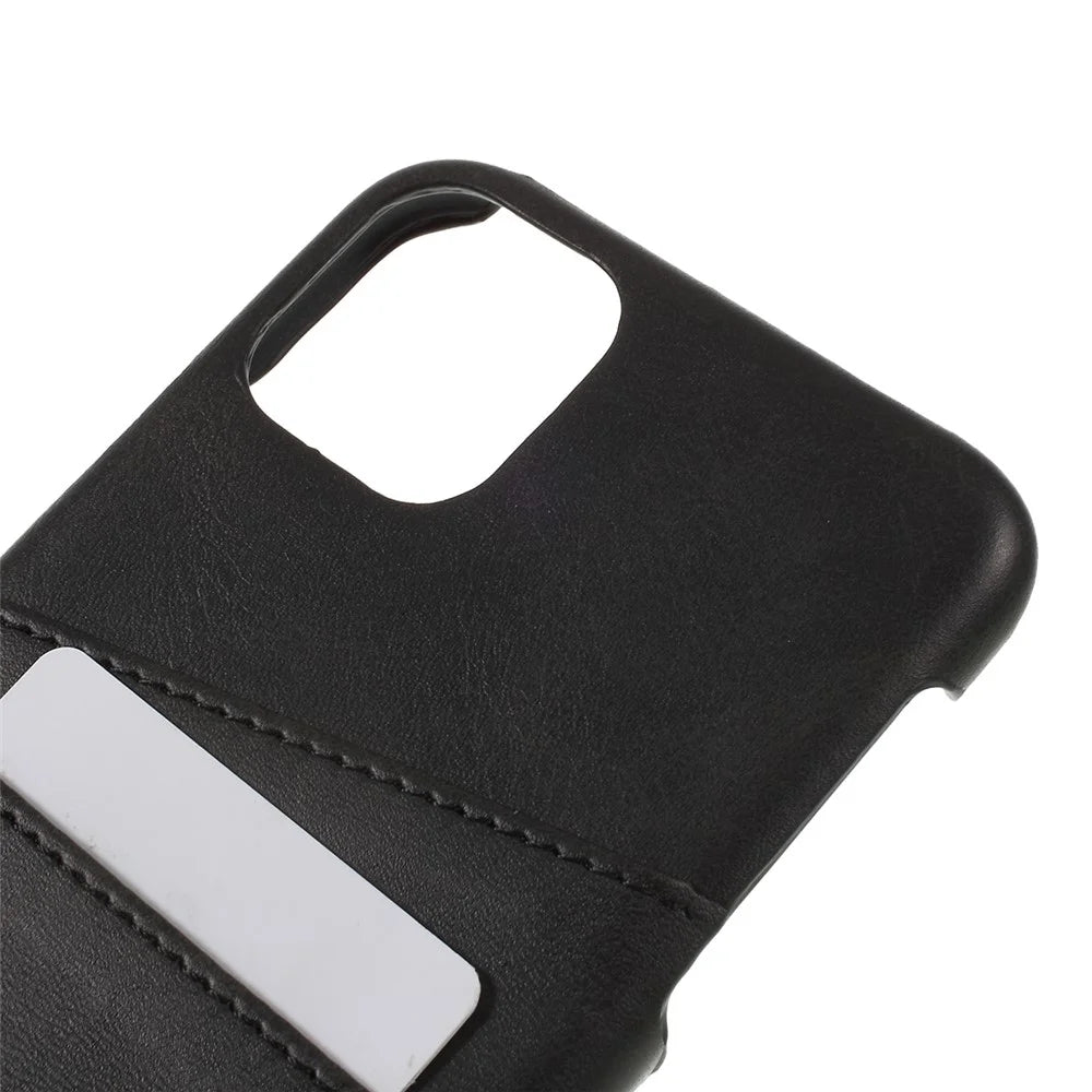 Double Card Slots PU Leather Coated PC Phone Shell for iPhone 11 Pro Max 6.5 inch (2019) - Black - 4
