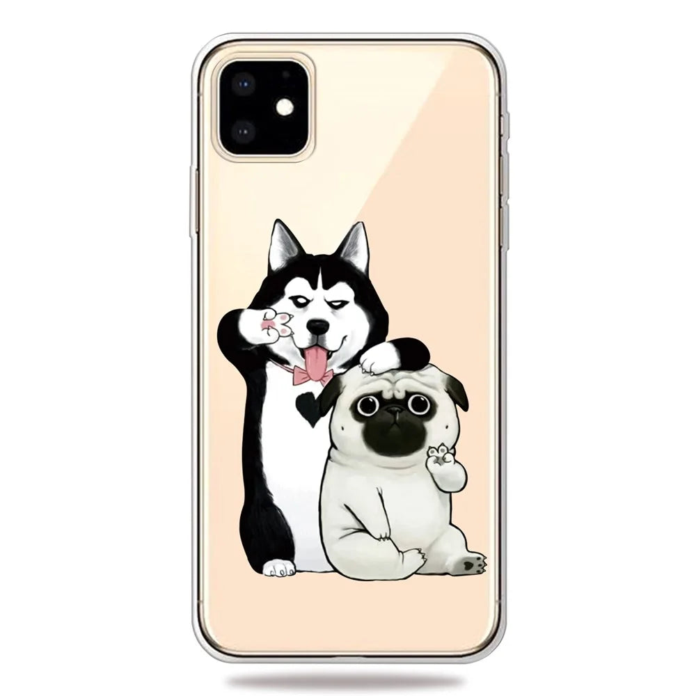 Pattern Printing Clear TPU Phone Cover for iPhone 11 6.1 inch (2019) - Two Dogs - 1
