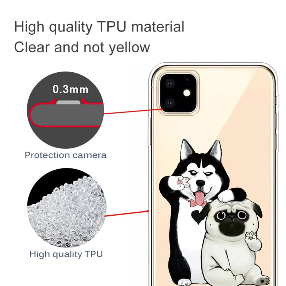Pattern Printing Clear TPU Phone Cover for iPhone 11 6.1 inch (2019) - Two Dogs - 2