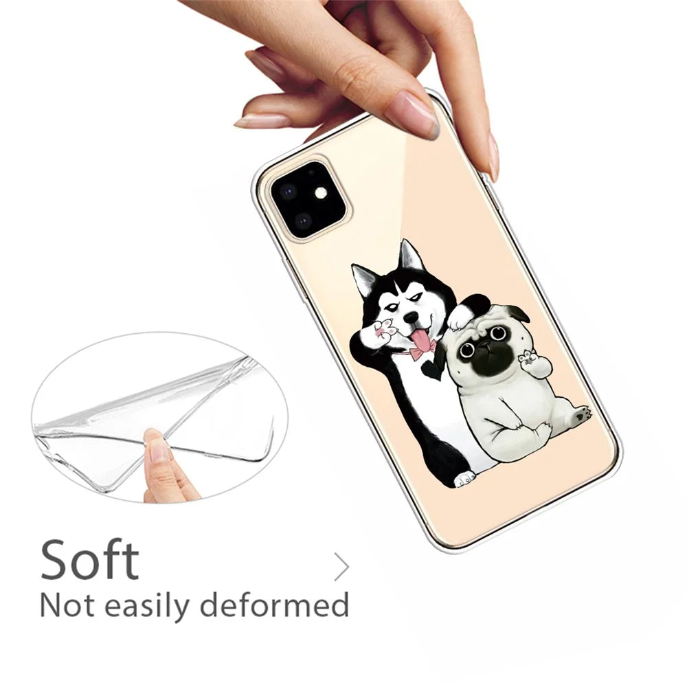 Pattern Printing Clear TPU Phone Cover for iPhone 11 6.1 inch (2019) - Two Dogs - 3