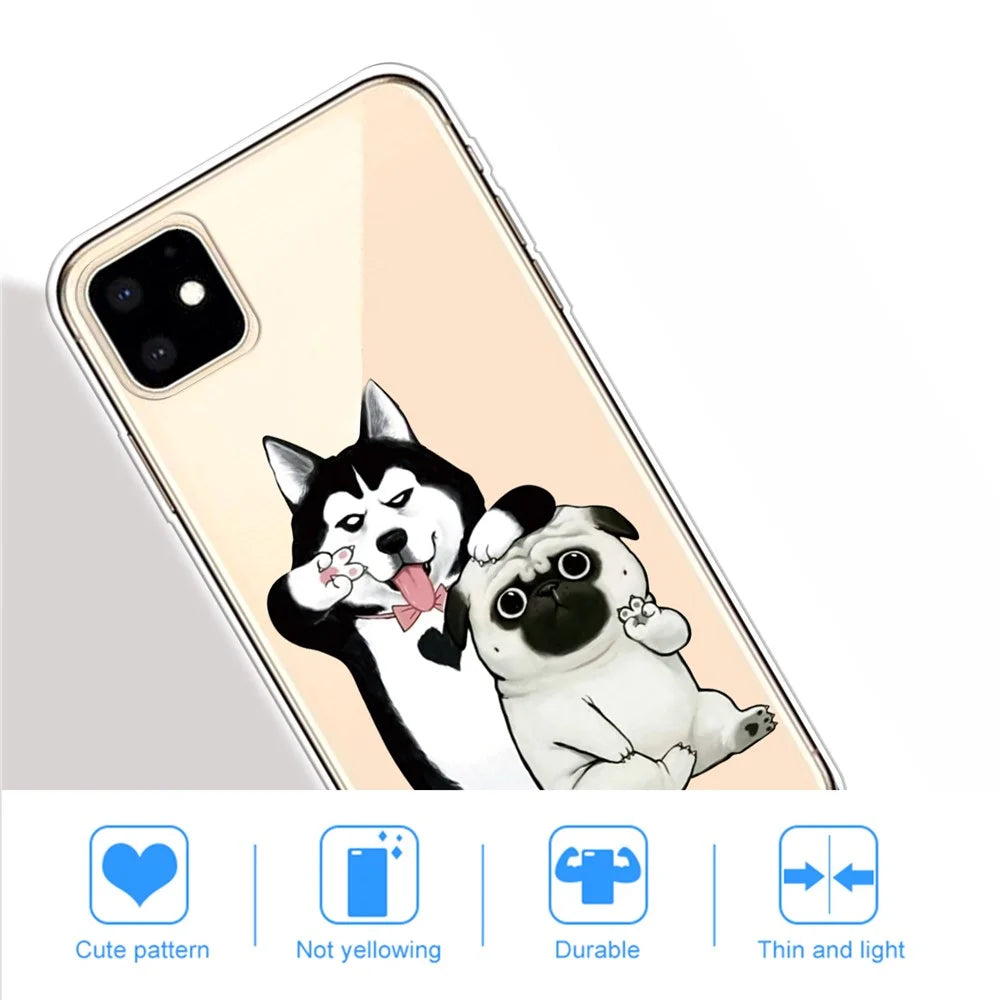 Pattern Printing Clear TPU Phone Cover for iPhone 11 6.1 inch (2019) - Two Dogs - 4