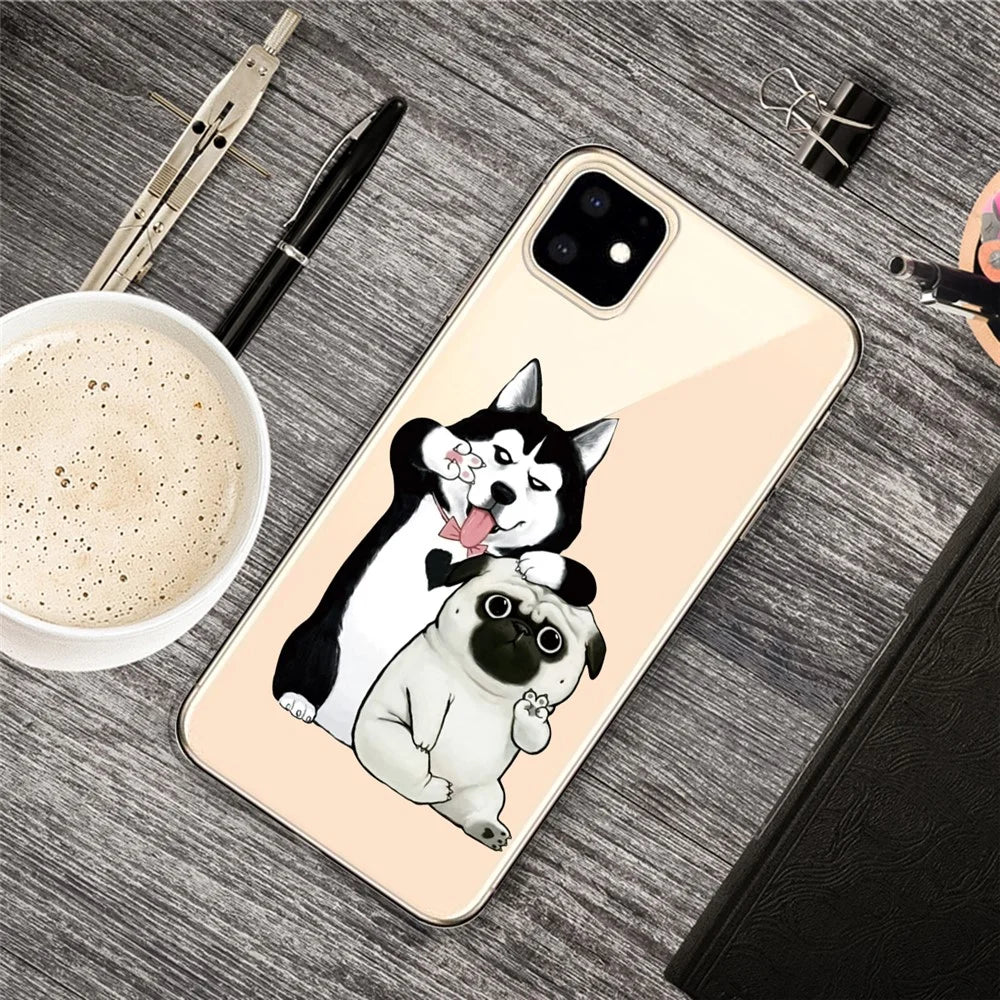Pattern Printing Clear TPU Phone Cover for iPhone 11 6.1 inch (2019) - Two Dogs - 5