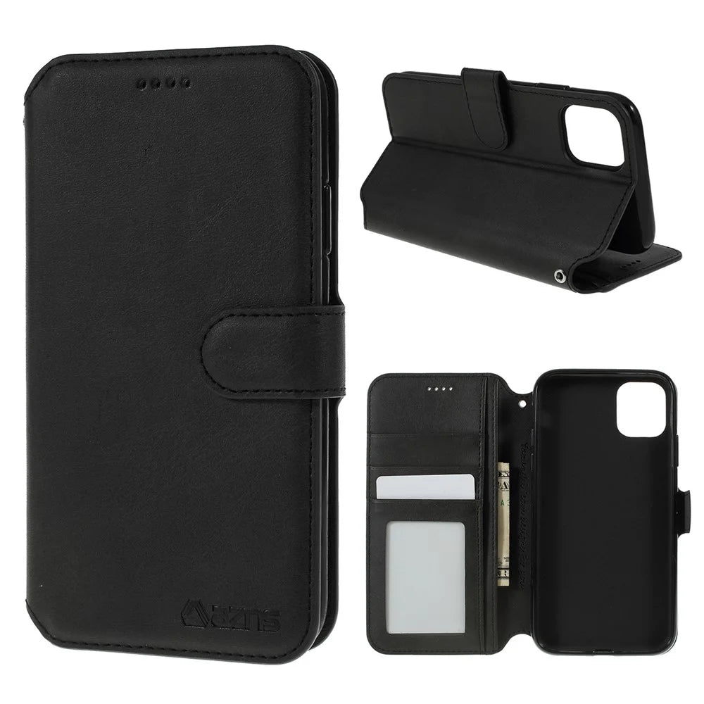 AZNS Leather Stand Case with Card Slots for iPhone 11 6.1 inch (2019) - Black - 1