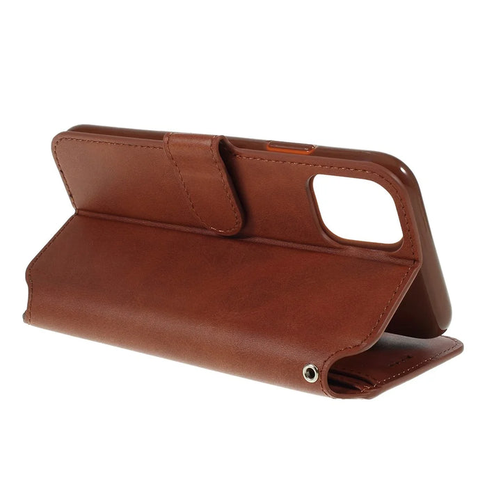 AZNS Leather Stand Phone Shell with Card Slots for iPhone 11 Pro 5.8 inch (2019) - Brown - 3