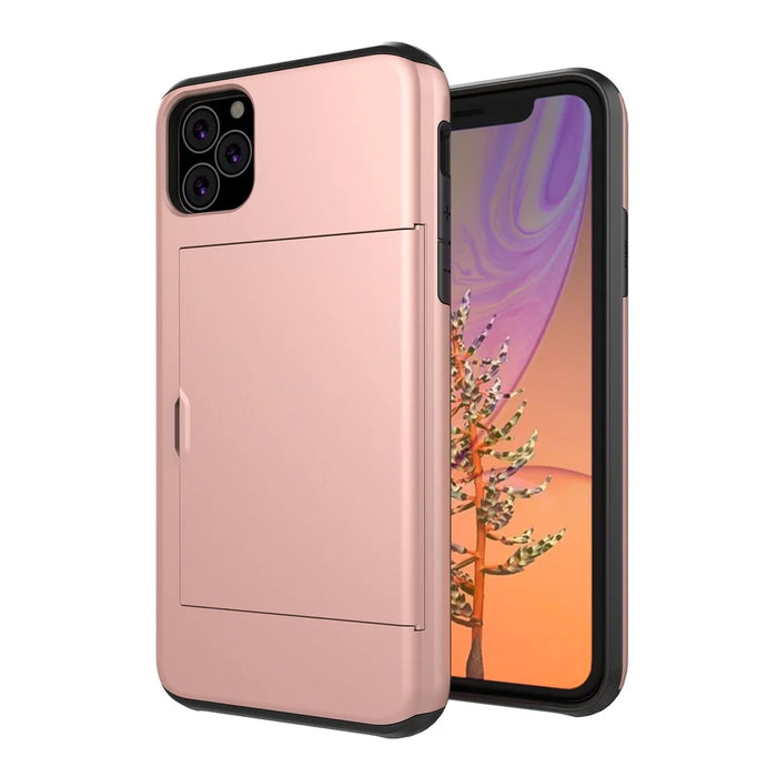 Plastic + TPU Hybrid Card Holder Case for iPhone 11 Pro 5.8 inch (2019) - Rose Gold - 3