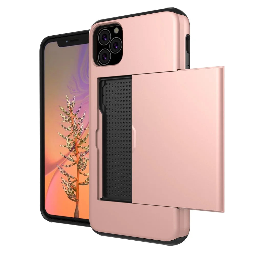 Plastic + TPU Hybrid Card Holder Case for iPhone 11 Pro Max 6.5 inch (2019) - Rose Gold - 4