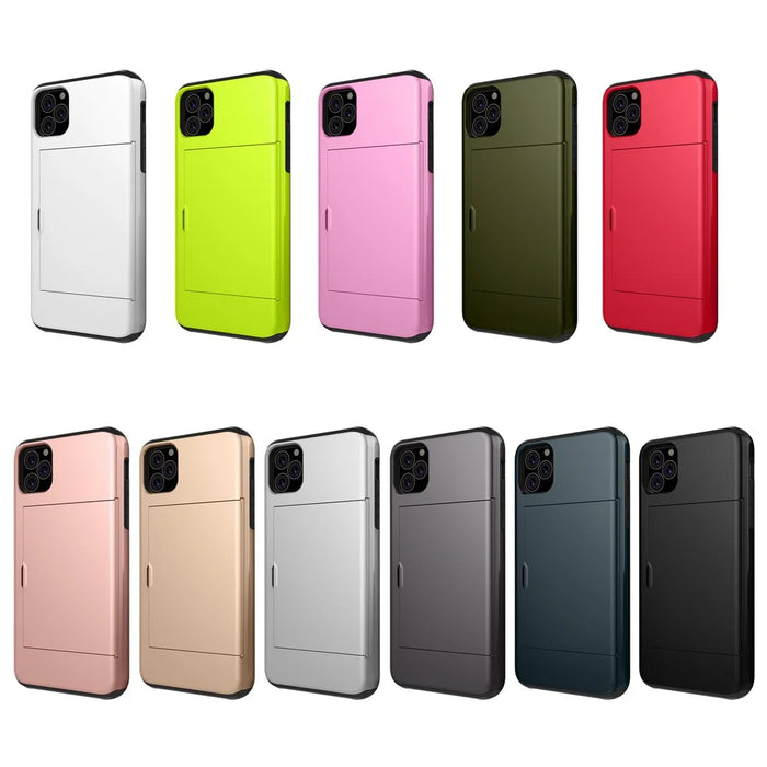 For iPhone 11 6.1 inch (2019) Plastic  + TPU Hybrid Case with Card Slot Phone Shell - Silver - 5
