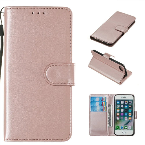 Wallet Leather Stand Mobile Phone Case for iPhone SE 8/7/SE (2020)/SE (2022) 4.7 inch - Rose Gold - 1
