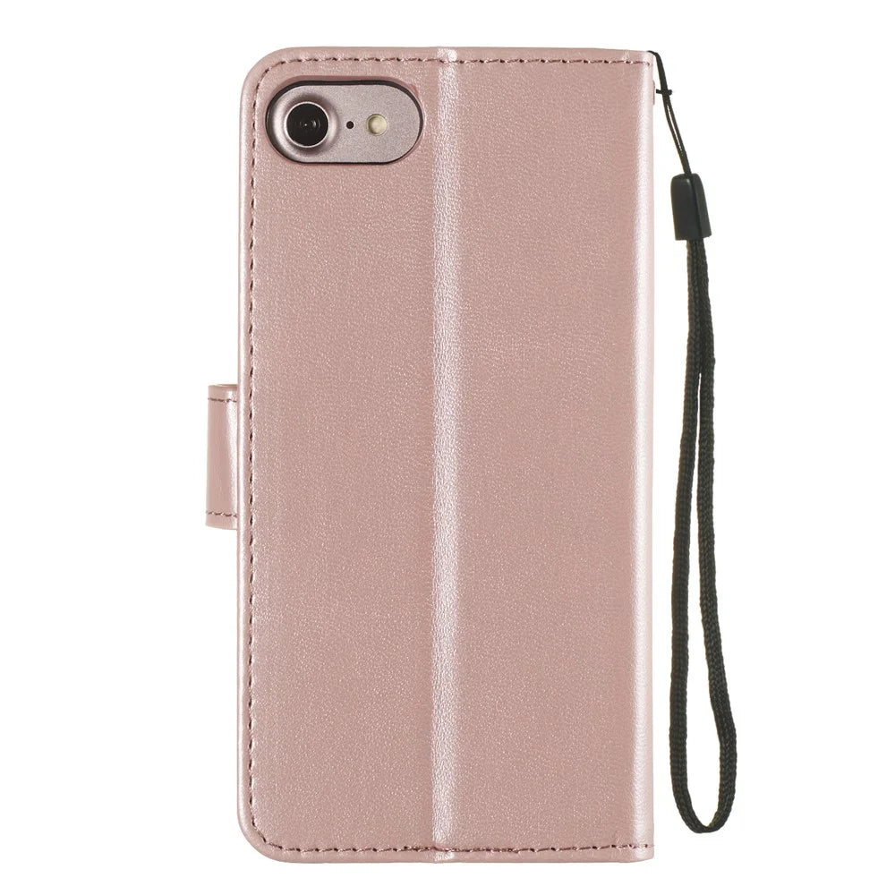 Wallet Leather Stand Mobile Phone Case for iPhone SE 8/7/SE (2020)/SE (2022) 4.7 inch - Rose Gold - 4