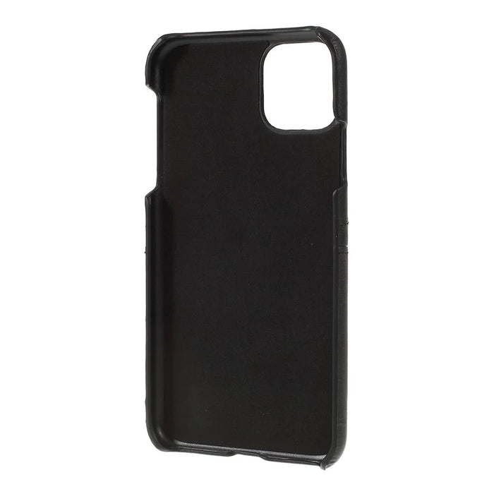 Double Card Slots PU Leather Coated PC Phone Covering Shell for iPhone 11 6.1 inch (2019) - Black - 3