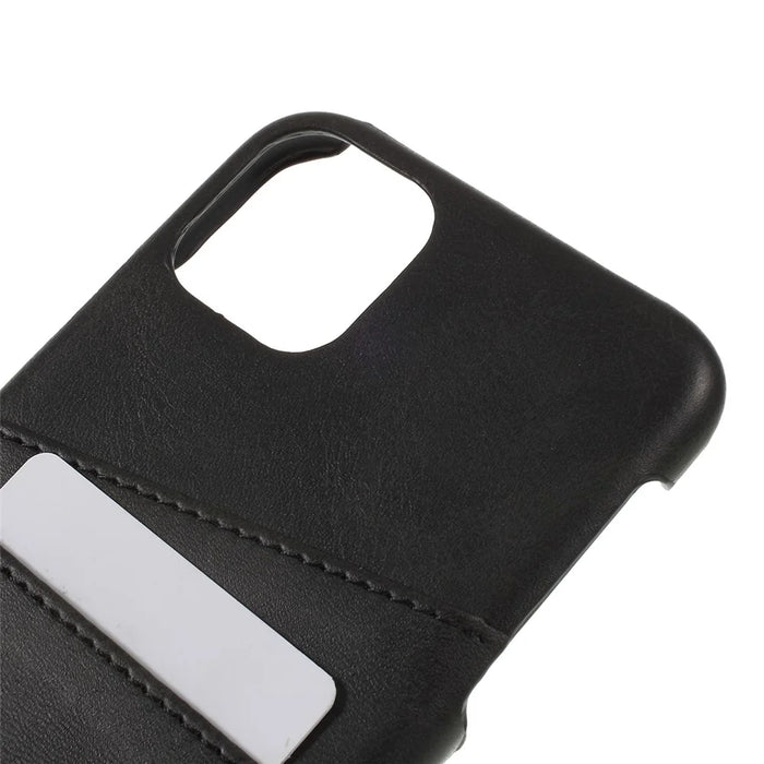 Double Card Slots PU Leather Coated PC Phone Covering Shell for iPhone 11 6.1 inch (2019) - Black - 4