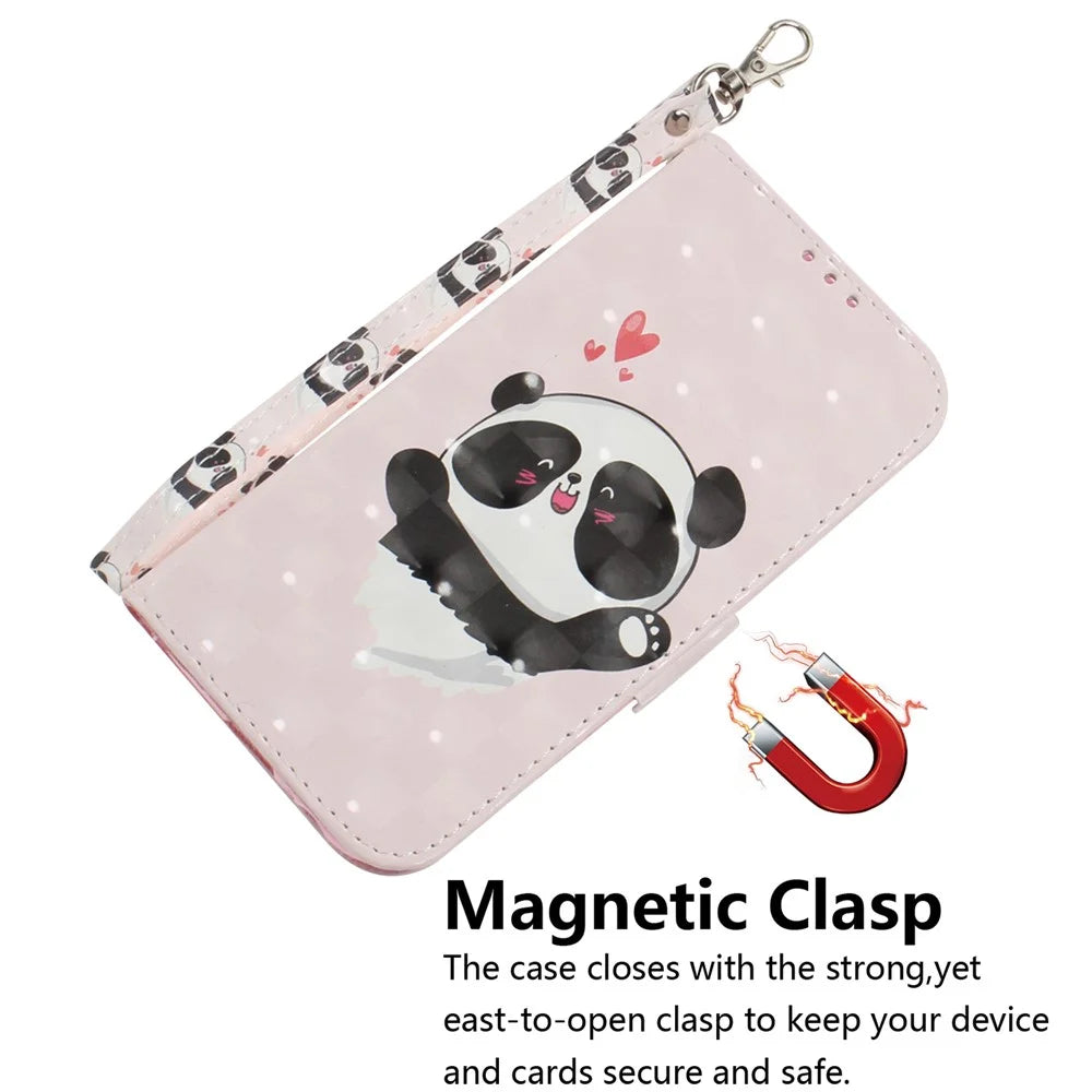 Pattern Printing Light Spot Decor Leather Wallet Casing for iPhone 11 6.1 inch (2019) - Panda and Hearts - 4