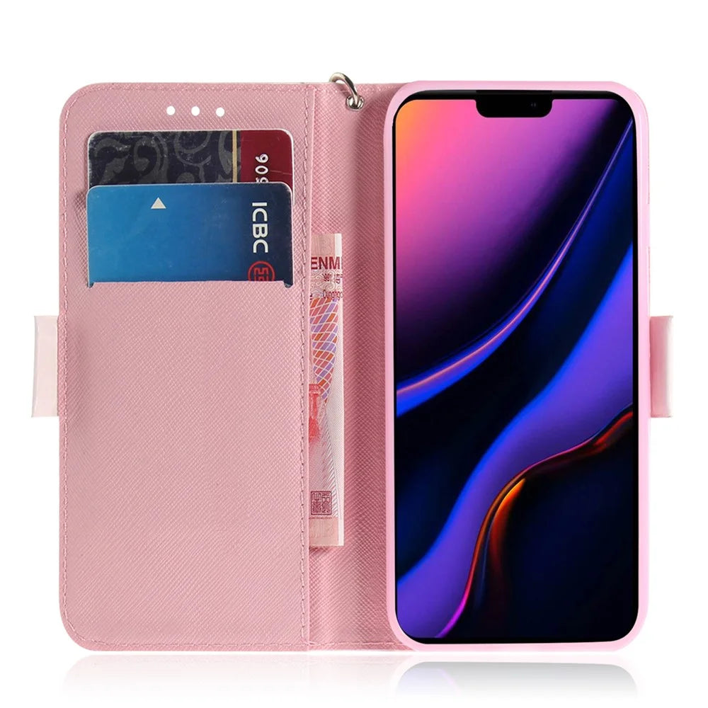 Pattern Printing Light Spot Decor Leather Wallet Casing for iPhone 11 6.1 inch (2019) - Panda and Hearts - 7